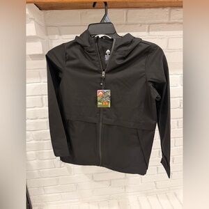 Ozark Trail Black Waterproof Rain Jacket Hooded Lightweight Girls XXL